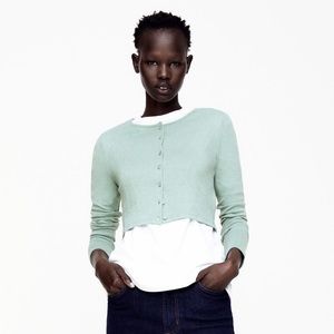 Zara Cropped Jacket in Turquoise Green, size M